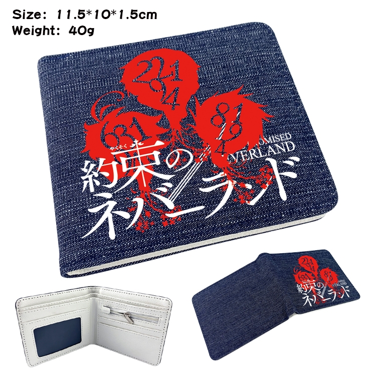 The Promised Neverla Anime Peripheral Denim Coloring Book Wallet 11.5X10X1.5CM 40g