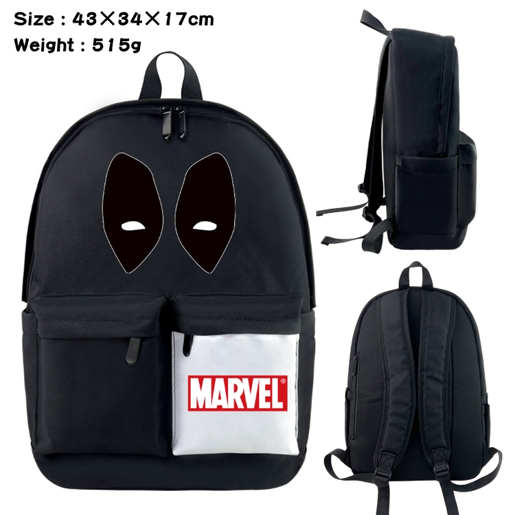 Super hero Movie black and white classic waterproof canvas backpack 43X34X17CM