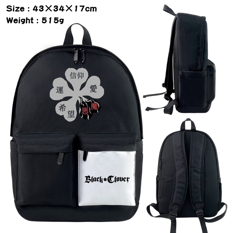 black clover Anime black and white classic waterproof canvas backpack 43X34X17CM