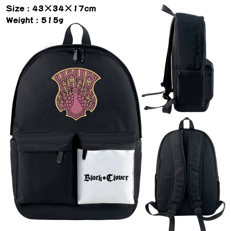 black clover Anime black and white classic waterproof canvas backpack 43X34X17CM