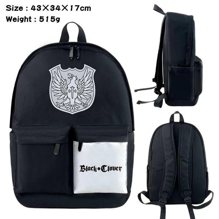 black clover Anime black and white classic waterproof canvas backpack 43X34X17CM