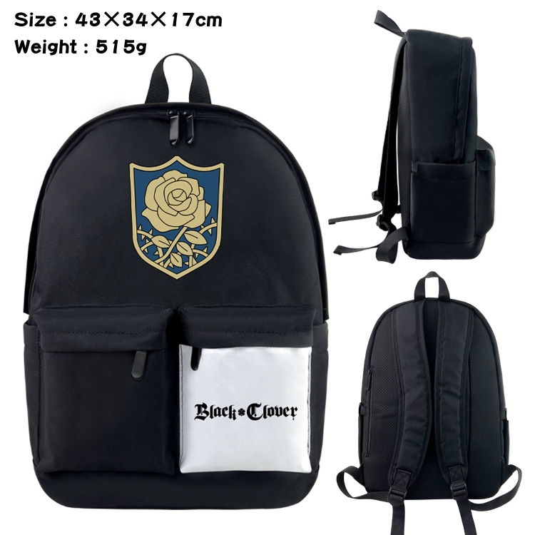 black clover Anime black and white classic waterproof canvas backpack 43X34X17CM