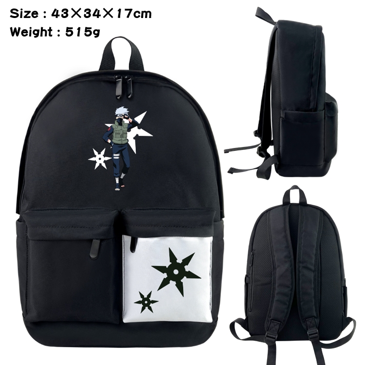 Naruto Anime Black and White Classic Waterproof Canvas Backpack 43X34X17CM