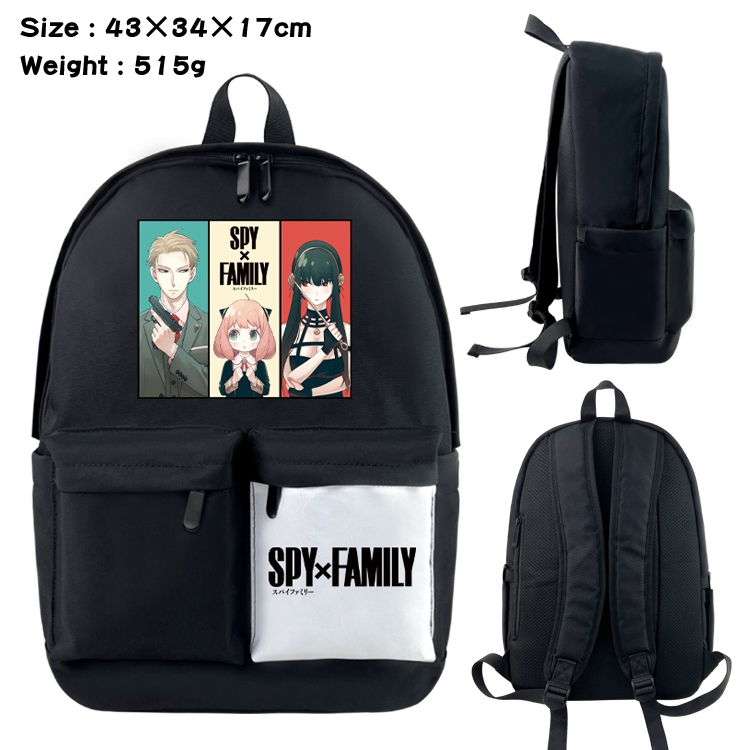 SPY×FAMILY Anime Black and White Classic Waterproof Canvas Backpack 43X34X17CM