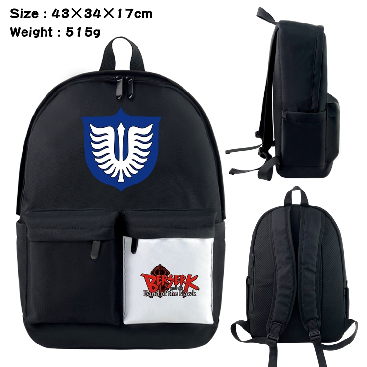 BERSERK Anime Black and White Classic Waterproof Canvas Backpack 43X34X17CM