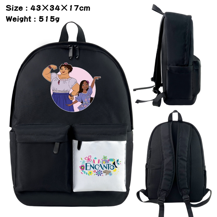 full house of magic Anime Black and White Classic Waterproof Canvas Backpack 43X34X17CM