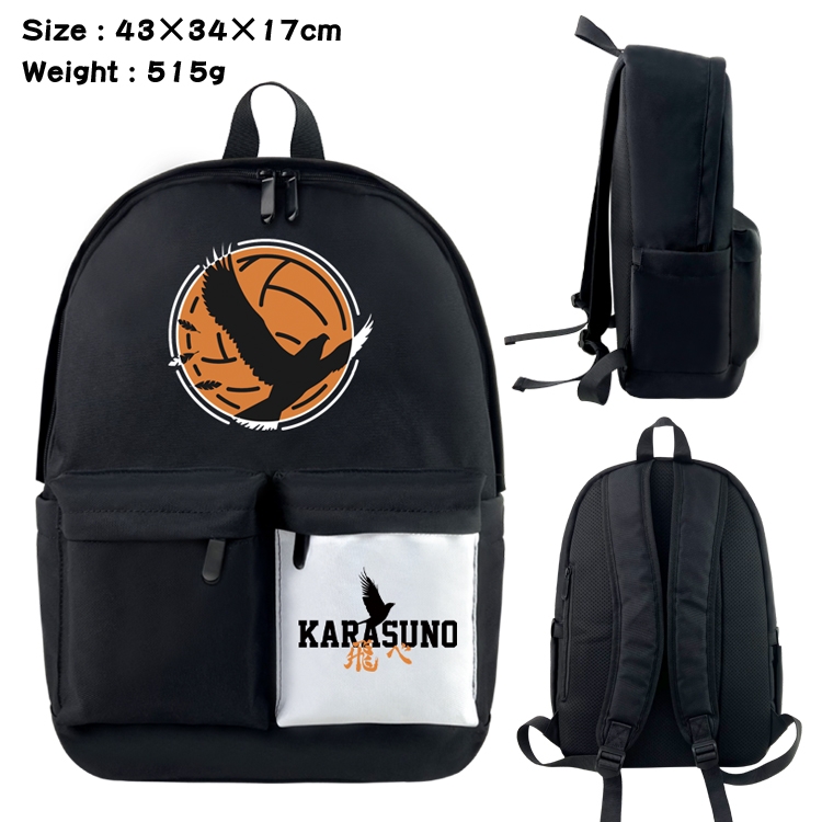 Haikyuu!! Anime Black and White Classic Waterproof Canvas Backpack 43X34X17CM