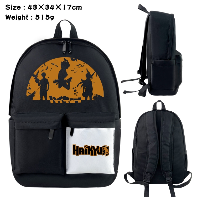 Haikyuu!! Anime Black and White Classic Waterproof Canvas Backpack 43X34X17CM