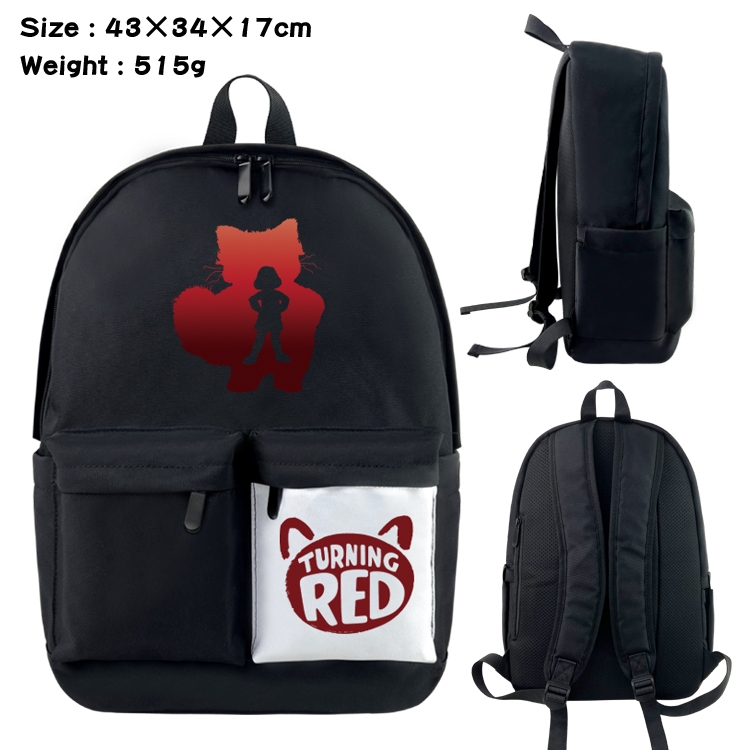 Turning Red Anime Black and White Classic Waterproof Canvas Backpack 43X34X17CM