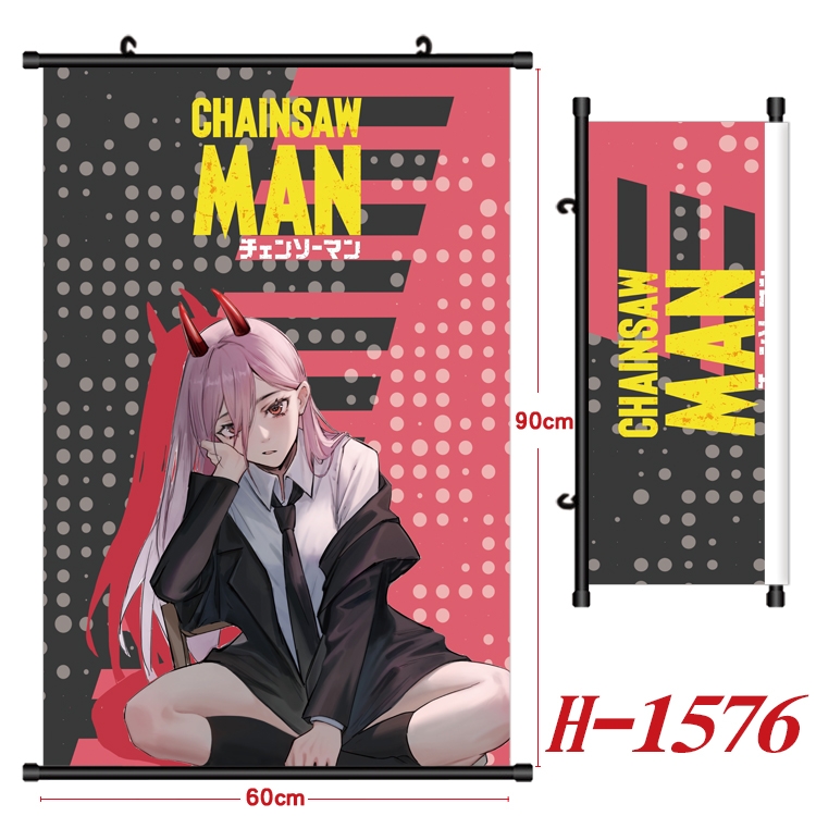 chainsaw man Anime Black Plastic Rod Canvas Painting 60X90CM H-1576