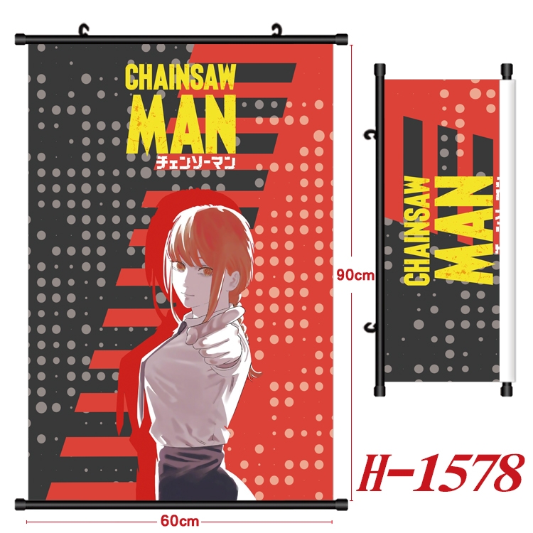 chainsaw man Anime Black Plastic Rod Canvas Painting 60X90CM H-1578