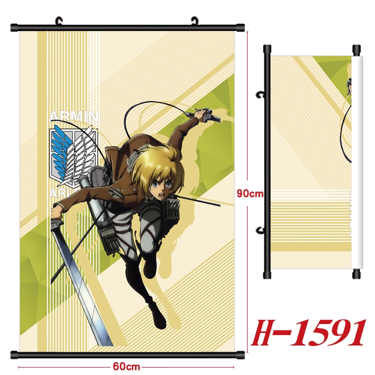 Shingeki no Kyojin Anime Black Plastic Rod Canvas Painting 60X90CM H-1591