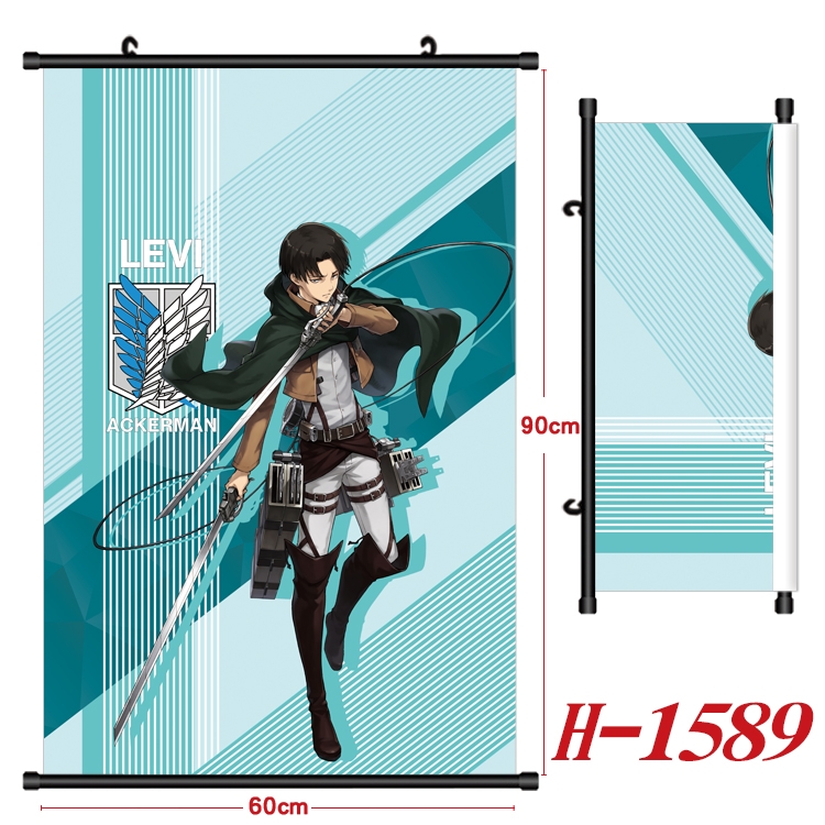 Shingeki no Kyojin Anime Black Plastic Rod Canvas Painting 60X90CM H-1589