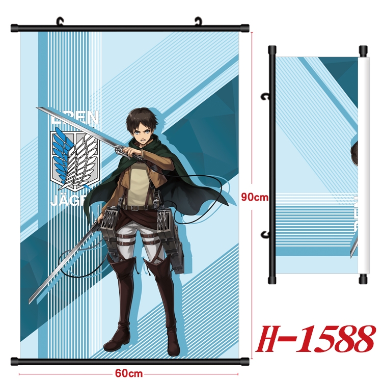 Shingeki no Kyojin Anime Black Plastic Rod Canvas Painting 60X90CM H-1588