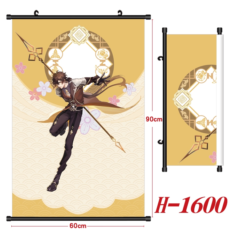 Genshin Impact Anime Black Plastic Rod Canvas Painting 60X90CM H-1600