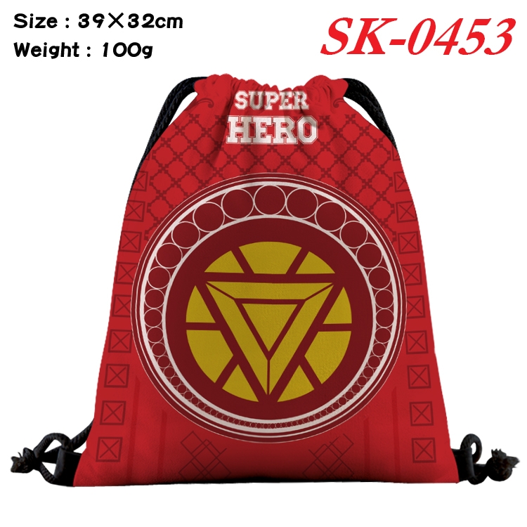 Iron Man cartoon Waterproof Nylon Full Color Drawstring Pocket 39x32cm SK-0453