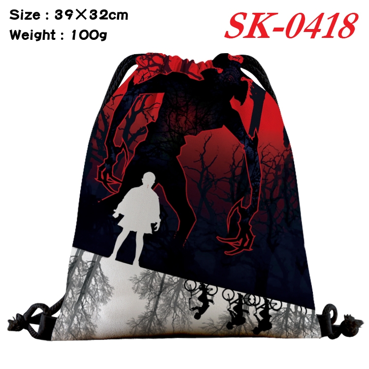 Stranger Things cartoon Waterproof Nylon Full Color Drawstring Pocket 39x32cm SK-0418