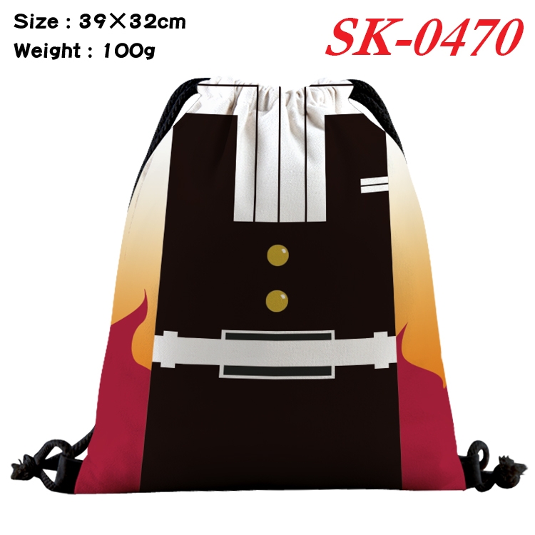 Demon Slayer Kimets cartoon Waterproof Nylon Full Color Drawstring Pocket 39x32cm SK-0470