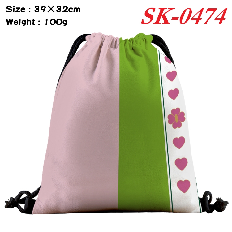 Demon Slayer Kimets cartoon Waterproof Nylon Full Color Drawstring Pocket 39x32cm SK-0474