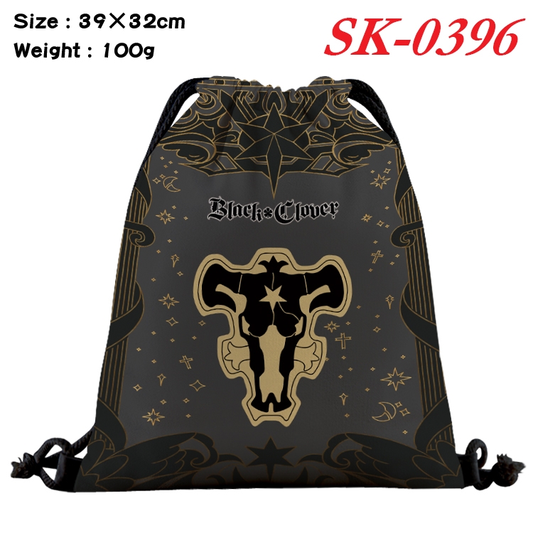 black clover cartoon Waterproof Nylon Full Color Drawstring Pocket 39x32cm SK-0396