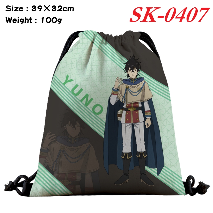 black clover cartoon Waterproof Nylon Full Color Drawstring Pocket 39x32cm SK-0407