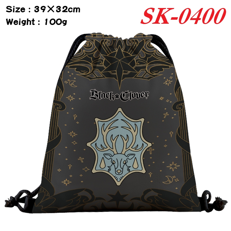 black clover cartoon Waterproof Nylon Full Color Drawstring Pocket 39x32cm  SK-0400