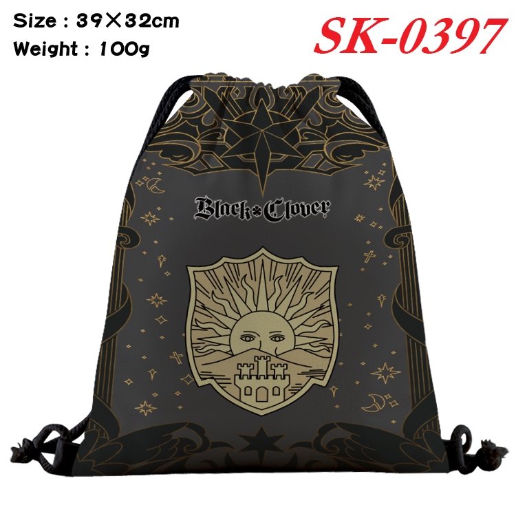 black clover cartoon Waterproof Nylon Full Color Drawstring Pocket 39x32cm SK-0397