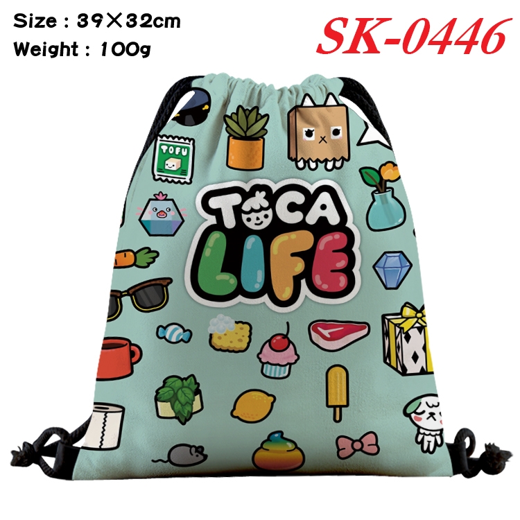 toca life world cartoon Waterproof Nylon Full Color Drawstring Pocket 39x32cm SK-0446
