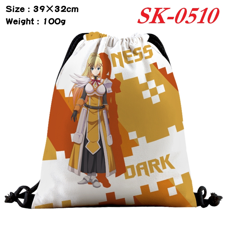 Blessings for a better world cartoon Waterproof Nylon Full Color Drawstring Pocket 39x32cm  SK-0510