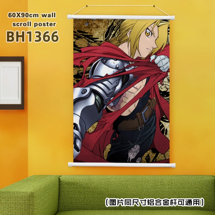 Fullmetal Alchemist Anime White Plastic rod Cloth painting Wall Scroll 60X90CM BH1366  