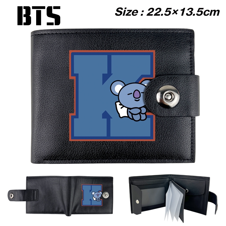 BTS Star film and television leather magnetic buckle two-fold card bag wallet 22.5X13.5CM