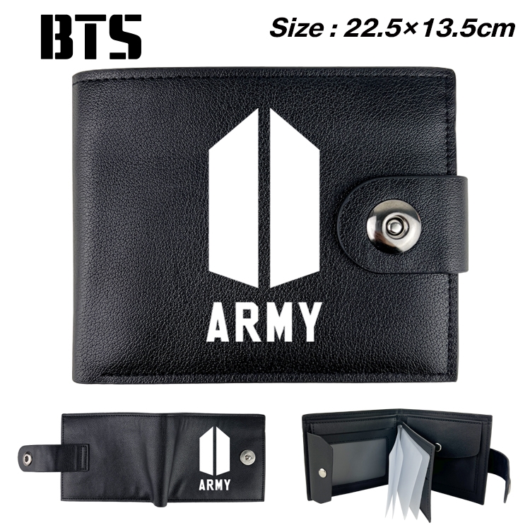 BTS Star film and television leather magnetic buckle two-fold card bag wallet 22.5X13.5CM