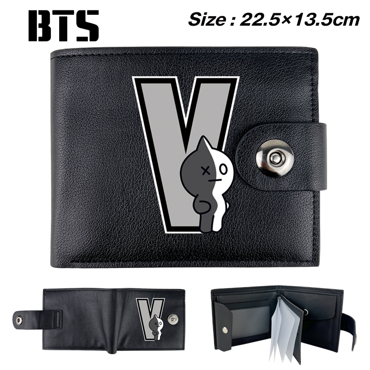 BTS Star film and television leather magnetic buckle two-fold card bag wallet 22.5X13.5CM
