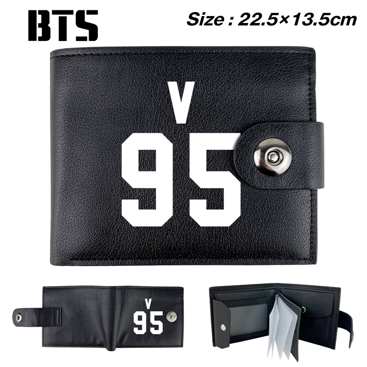 BTS Star film and television leather magnetic buckle two-fold card bag wallet 22.5X13.5CM