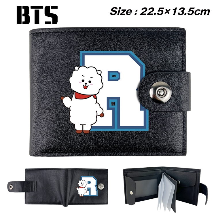 BTS Star film and television leather magnetic buckle two-fold card bag wallet 22.5X13.5CM