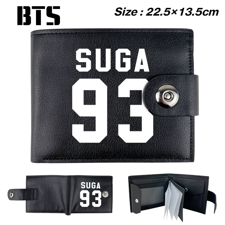 BTS Star film and television leather magnetic buckle two-fold card bag wallet 22.5X13.5CM