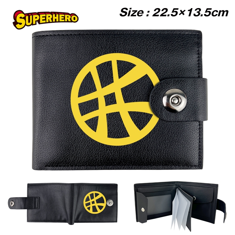 Super hero Anime Leather Magnetic Buckle Two-fold Card Holder Wallet 22.5X13.5CM