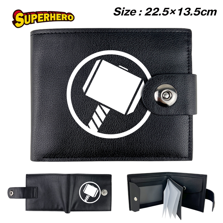 Super hero Anime Leather Magnetic Buckle Two-fold Card Holder Wallet 22.5X13.5CM