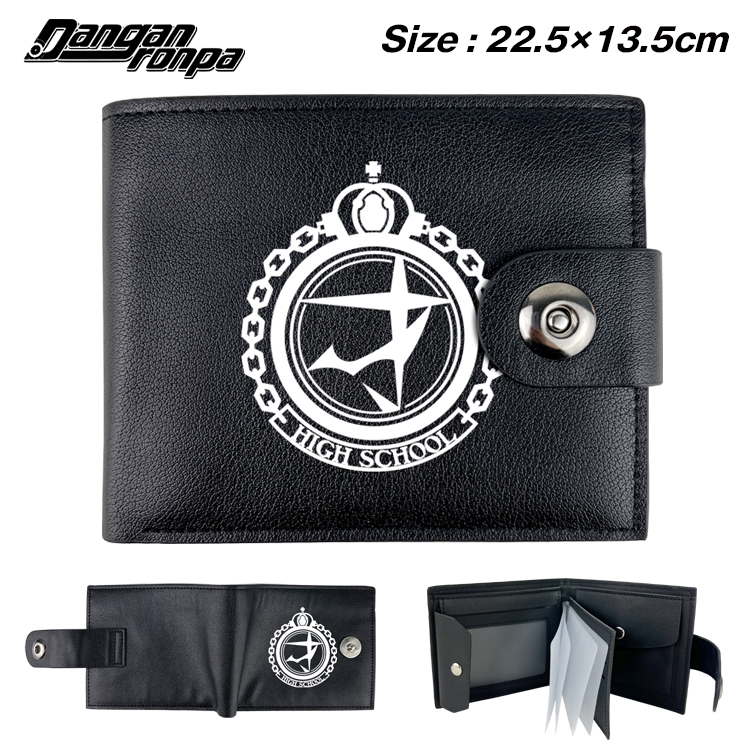 Dangan-Ronpa Anime Leather Magnetic Buckle Two-fold Card Holder Wallet 22.5X13.5CM