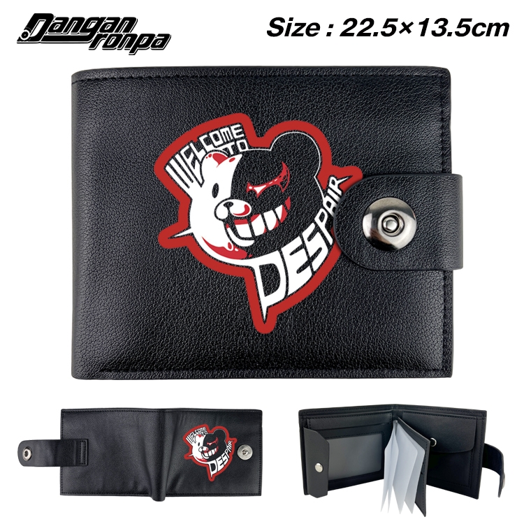 Dangan-Ronpa Anime Leather Magnetic Buckle Two-fold Card Holder Wallet 22.5X13.5CM