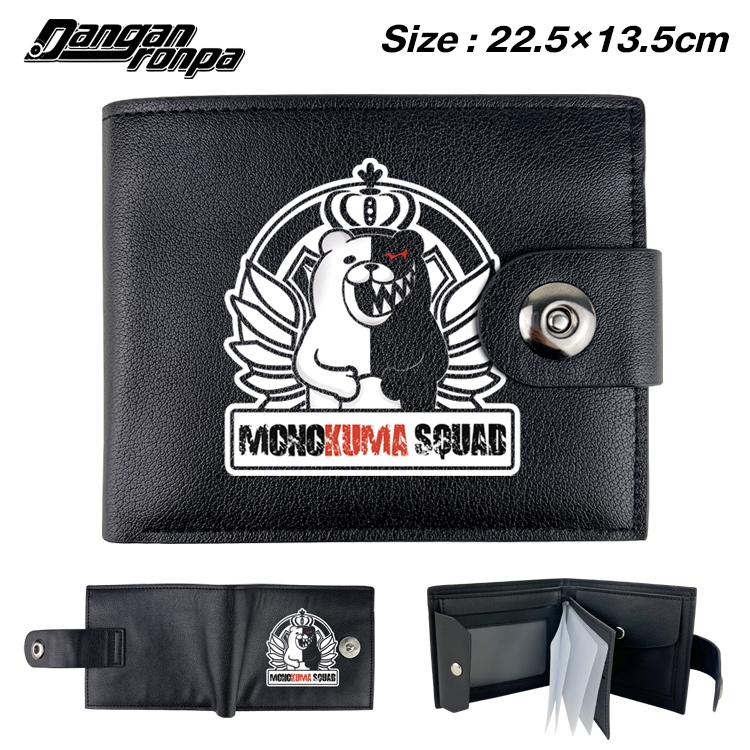 Dangan-Ronpa Anime Leather Magnetic Buckle Two-fold Card Holder Wallet 22.5X13.5CM