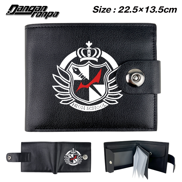 Dangan-Ronpa Anime Leather Magnetic Buckle Two-fold Card Holder Wallet 22.5X13.5CM