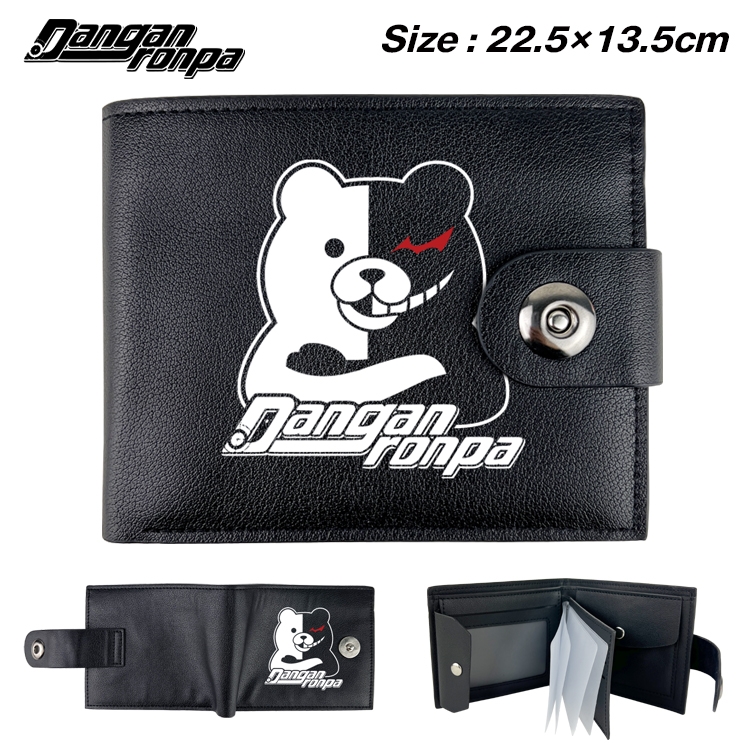 Dangan-Ronpa Anime Leather Magnetic Buckle Two-fold Card Holder Wallet 22.5X13.5CM