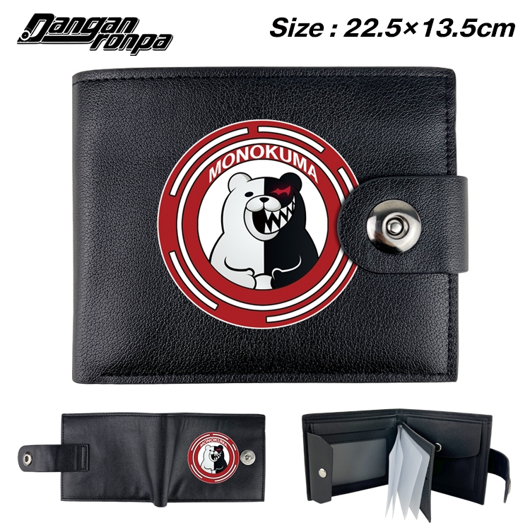 Dangan-Ronpa Anime Leather Magnetic Buckle Two-fold Card Holder Wallet 22.5X13.5CM