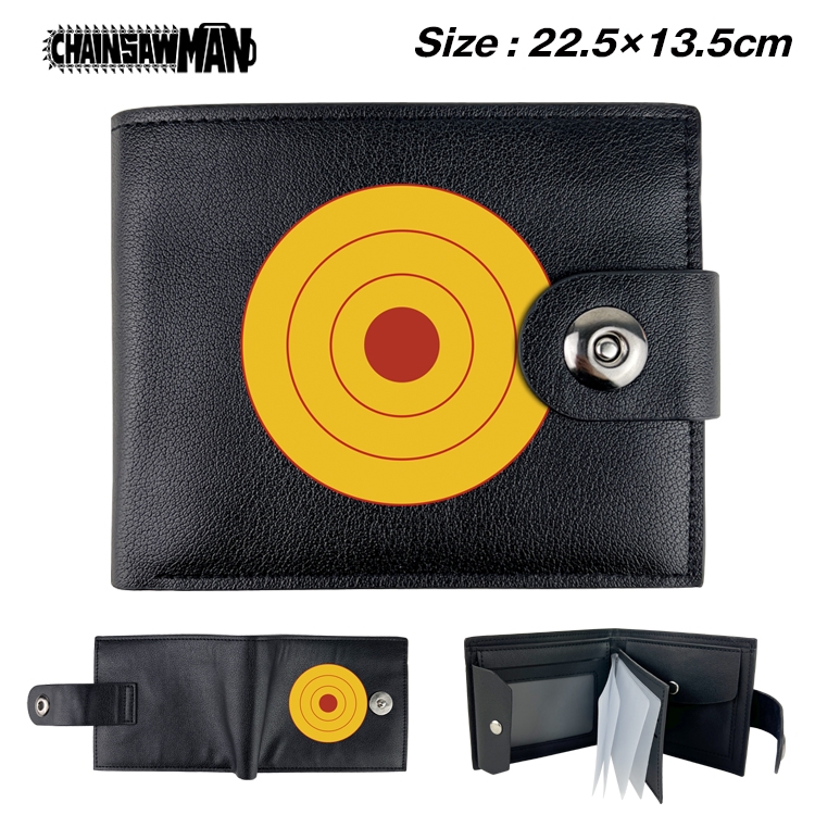 chainsaw man Anime Leather Magnetic Buckle Two-fold Card Holder Wallet 22.5X13.5CM