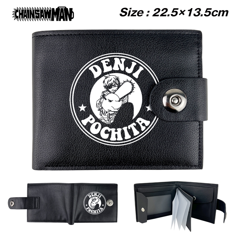 chainsaw man Anime Leather Magnetic Buckle Two-fold Card Holder Wallet 22.5X13.5CM