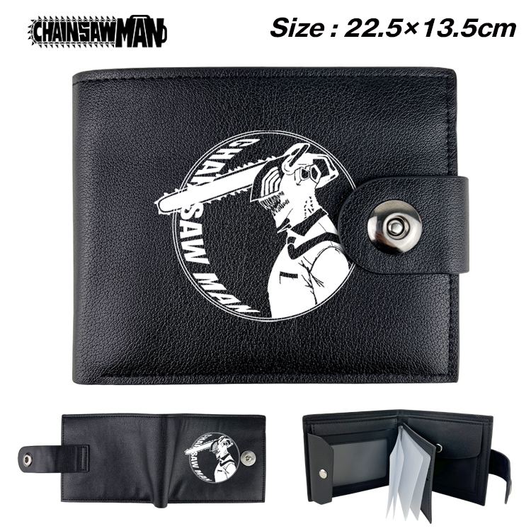 chainsaw man Anime Leather Magnetic Buckle Two-fold Card Holder Wallet 22.5X13.5CM