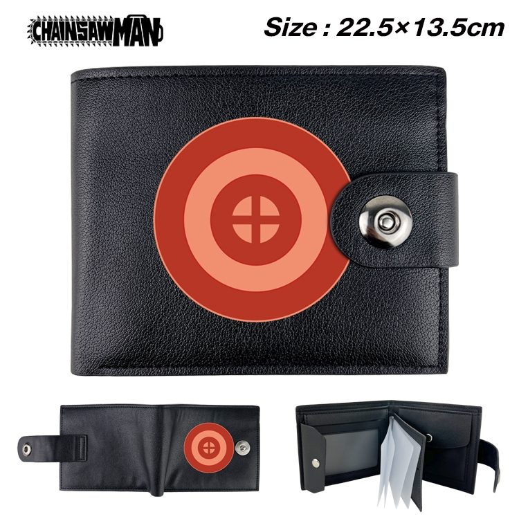 chainsaw man Anime Leather Magnetic Buckle Two-fold Card Holder Wallet 22.5X13.5CM