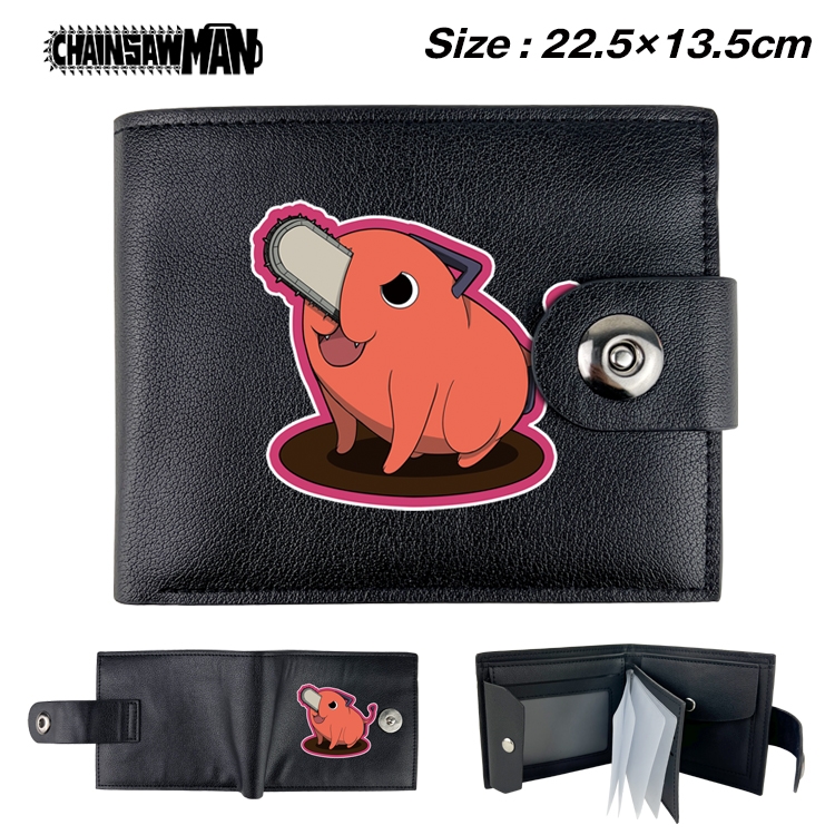 chainsaw man Anime Leather Magnetic Buckle Two-fold Card Holder Wallet 22.5X13.5CM