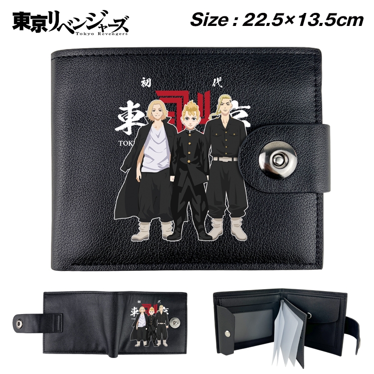 Tokyo Revengers Anime Leather Magnetic Buckle Two-fold Card Holder Wallet 22.5X13.5CM